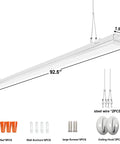 8 Foot LED Shop Light Fixture Pack Of 8, 110W, 12200 Lumens, 5000K Daylight with mounting hardware shown