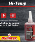 Red Hi Temp Threadlocker 36 Ml Bottle For Metal Fasteners Heavy Duty Locking Adhesive That Stays Put Under High Heat Ideal For Automotive Machinery And Diy Projects 1 Ea