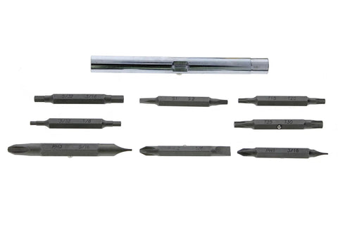 Assorted bits from Twist-A-Nut 21-In-1 Ratcheting Multi-Bit Screwdriver with pro-grade 28-tooth all-metal ratchet.