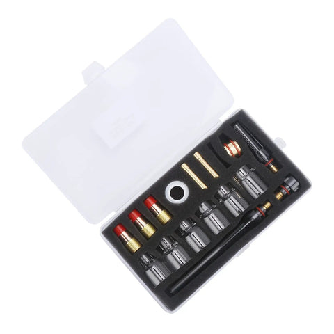 Top Tier Welding Torch Accessories Kit For Wp 17 18 And 27 Models Includes Premium Glass Nozzle Cups and Brass Parts inside case.