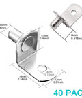 40 Pcs Shelf Pins L Shaped Bracket Clips Nickel Plated With Hole One Quarter Inch Diameter for cabinets and shelves support