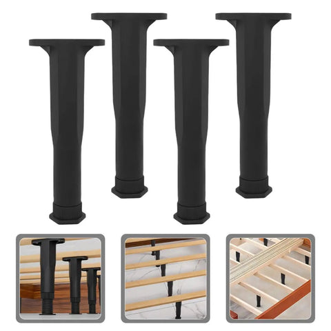 Six Piece Adjustable T Shaped Plastic Furniture Support Legs For Beds Sofas Tables And Chairs Easy Install Replacement Feet black finish