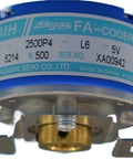 Close-up of Rock-Solid Servo Motor Encoder TS5214N500 OIH48 2500P4 L6 5V For Industrial Automation, showing label details