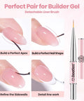 HEMA Free Builder Gel Nail Kit with brush demonstrating apex, shape, sidewalls, and detail line work