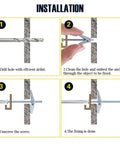 Installation of Heavy Duty Hollow Wall Anchors for Drywall and Ceilings Kit with Toggle Bolts and Wing Nuts in 4 steps