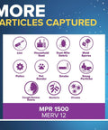 MPR 1500 MERV 12 air filter captures dust, pollen, pet dander, and smoke. 16X20X1 AC Furnace Air Filter With MERV 12 And MPR 1500.