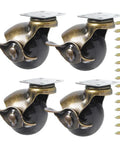 2 Inch Ball Caster Wheels With Side Locking Antique Brass Vintage Swivel Casters For Furniture Set Of 4 With 16 Screws Heavy Duty 360 Lbs Capacity Ideal For Coffee Tables And Ottomans, with screws