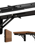 Heavy Duty Folding Shelf Brackets 2 Pack 18 Inch Black Wall Mounts For Garage Kitchen Diy Setups showing steel brackets folded and extended