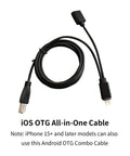 Lightning to Three Point Five Millimeter OTG Audio Interface for iPhone and iPad showing black cable with connectors