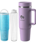 Portable Breast Milk Cooler With 24 Hour All Round Cooling And 18oz BPA free container and 50oz insulated tumbler with straw in lavender.