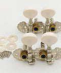 Upgrade Your Ukulele Game With These Smooth Black Machine Head Tuner Pegs Featuring Decorative Plates And Gear Action For Easy Installation And Perfect Sound Quality Every Time. Set includes black machine head tuners with decorative plates.