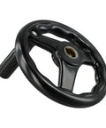 Robust Plastic Three Spoke Hand Wheel With Revolving Handle Milling Machine Tool Shaft Control Durable Grip For Heavy Duty Industrial Jobs Smooth Operation And Reliable Performance, black plastic three-spoke wheel
