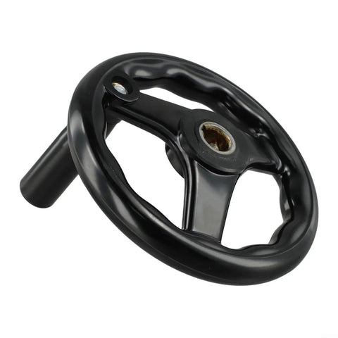 Robust Plastic Three Spoke Hand Wheel With Revolving Handle Milling Machine Tool Shaft Control Durable Grip For Heavy Duty Industrial Jobs Smooth Operation And Reliable Performance, black plastic three-spoke wheel