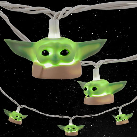 Baby Yoda String Lights The Mandalorian Grogu 10 LED Indoor Outdoor 10 Foot 5000K Cool White Glow Collector Edition set
