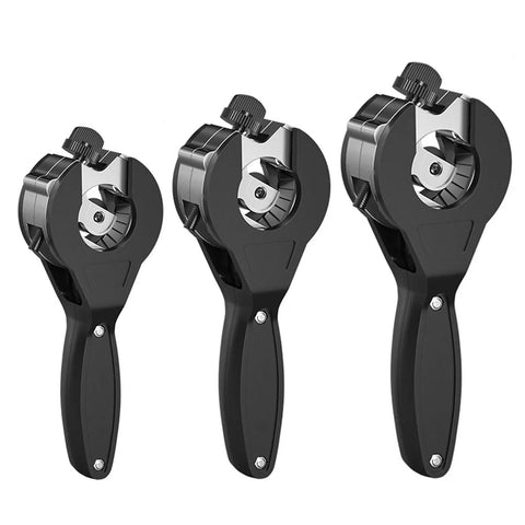 Three black Ratcheting Tubing Cutter Tool For Single Hand Operation Cuts Copper PVC And Metal Pipes Easily With Durable Alloy Steel