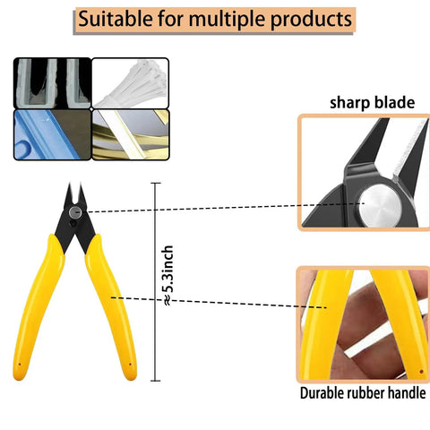 Yellow wire cutter from All In One 3D Printer Finishing Kit With 25 Piece Deburring Set, 12 Versatile Blades, 10 Needle Files, Wire Brush.