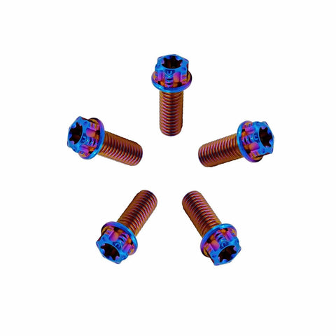 Burnt Blue Titanium Motorcycle Bolts M10 1.5 Hex Torx Head Pack Of 5 Beefy Dual Drive Flange Bolts Lightweight Tough As Nails For Performance Bikes Rustproof And Corrosion Resistant For Long Lasting Performance