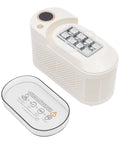 Fast Freeze Mini Countertop Ice Maker features a clear viewing lid and ice tray, compact design for portable use.