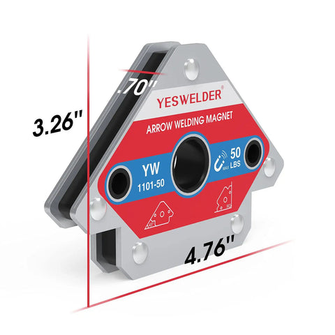 Grab These Awesome 50 Lb Welding Magnets That Rock! This Pack Of Two Includes Four Heavy Duty Strong Holding Force Multi Angle Magnetic Holders. 50 lb welding magnet measuring 4.76 x 3.26 inches for precise metal holding.