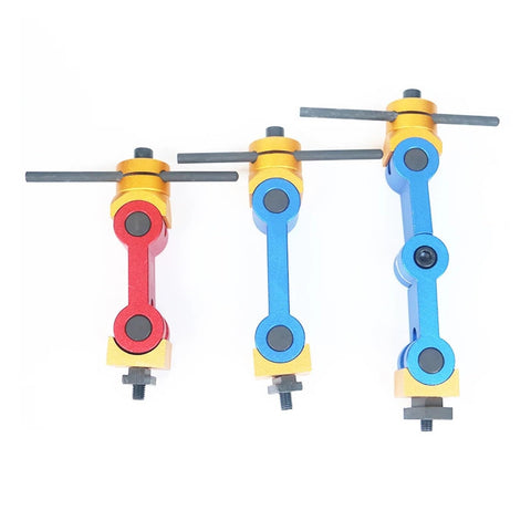 Top Tier Built Different Universal Cnc Mill Positioner Rock Solid Adjustable Work Stop with red, blue, and gold angles.
