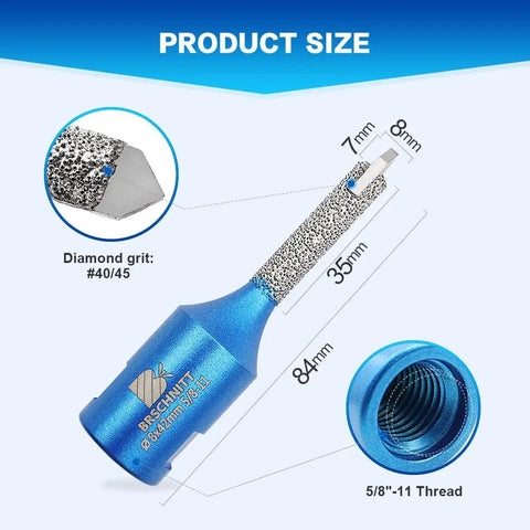 Mortar Raking Bit Set Two Pack Carbide Tipped For Tuck Pointing And Brick Removal With Vacuum Brazed Design For Granite Marble Concrete And Masonry Surfaces, showing dimensions and threaded end