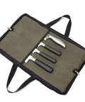 Open Chef Knife Roll Bag with Canvas Design Adjustable Shoulder Strap And Multiple Knife Slots for work culinary school camping barbecuing.