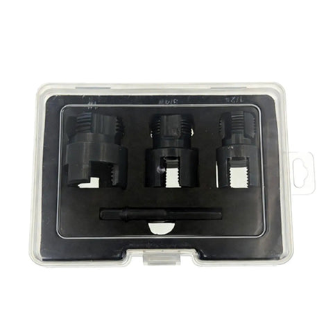 Heavy Duty Carbon Steel Pipe Threading Tool For Electric Drill, Internal External Threader Cutter With Tapping Die, 3 cutters in kit.