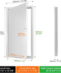 Heavy Duty Aluminum Access Panel Featuring A Slick Flush Concealed Hinge And Dead Nuts Tight Screw Mount For Drywall Ceilings Utility Shafts And Tile Wall Openings showing dimensions and panel door size.