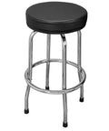 Swivel Bar Stool With Padded 14.5 Inch Seat For Garage And Shop, Heavy Duty Steel Frame With Chrome Plated Legs, Black