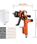 Heavy Duty Professional Pneumatic Paint Sprayer dimensions with 6 inch size and 20.3oz pot for vehicle refinishes.
