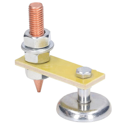 Heavy Duty Adjustable Magnetic Welding Support Clamp With N35 Strong Magnet Terminal Hold For Flat Or Curved Metal Surfaces and Ground Holder Tool. Compact copper and steel design.