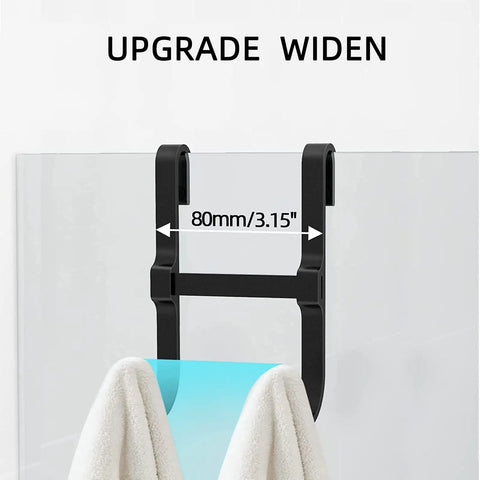 Glass Shower Door Hooks Two Pack Over Door Towel Hangers for Frameless Shower Doors Matte Black with 3.15 inch width