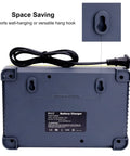 Back view of Two-Port Dual Chemistry IntelliPort Battery Charger For 12V To 18V Max Lithium Ion NiCad NiMH Packs with wall-mount hook.