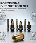 Heavy Duty Rivet Nut Tool Kit With M3 To M8 Carbon Steel Adapters For Sheet Metal Auto Repair And Furniture Building Projects That Get The Job Done Right Every Time, carbon steel set