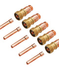 Super Stubby Gas Lens And Collet 10 Pack For Tig Welding Torch WP 17 18 26 includes collets and gas lenses for precise welding.