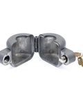 Doorknob Lockout Device For Round Knobs With Keyhole Block, non permanent privacy barrier, gray, open view with key