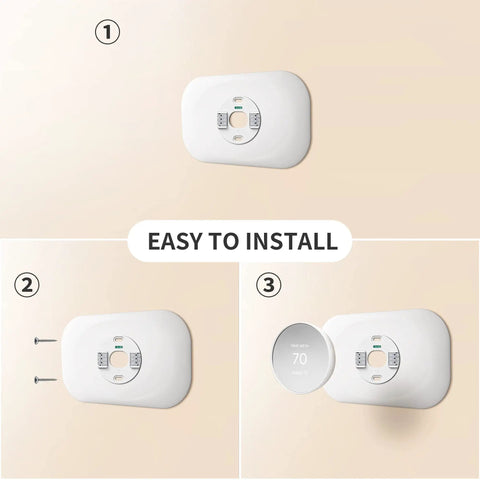 Installation steps for Snow Color Nest Thermostat Trim Kit for Google Nest Thermostat 2020 with sleek white wall plate