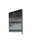 18 Piece High Speed Steel Tap And Drill Combo Set with Precision Hand Taps in steel case for metalworking, side view