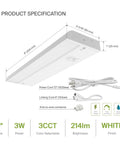 Diagram showing 9 Inch Dimmable Under Cabinet Lights Kit With Plug In Or Hardwired Install Three Color Temps 2700K To 4000K