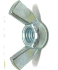 Side view of zinc-plated steel wing nut with 7/16-14 UNC coarse threads