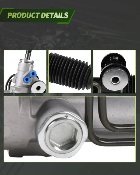 Close-up of Direct Fit Steering Rack And Pinion Assembly For 2002-2009 Trailblazer Envoy Rainier Isuzu Ascender Saab 9-7x Premium OE Replacement 221014 Replaces 22-1014 showing components.