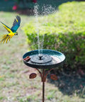 38 Inch Vintage Bird Bath With Five Prong Stake For Outdoor Gardens - Metal Yard Bird Bath Decor with water spray and butterfly edge