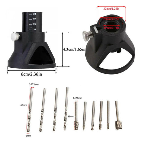 Router Drill Bits Kit With Cutting Guide Locator And Rotary File Milling Set For Dremel Rotary Tools 11 Pieces