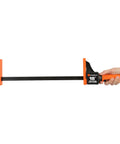 Heavy Duty Twist Lock Bar Clamps Set, 6 Inch And 12 Inch Precision Wood Clamps, 4 Pack For Woodworking, 3.3 Inch Throat, 300 Lb Clamping Force, Solid Grip With Twist Lock being held.