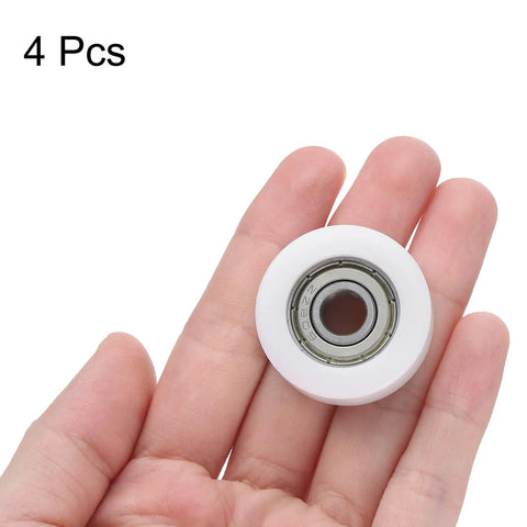 4Pcs 608ZZ Nylon Roller Bearings 8x32x12mm Idler Pulley Guide Heavy Duty White Plastic Ball Bearing Assembly held in hand