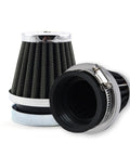 Two Pack 2.05 Inch Round Tapered Clamp On Motorcycle Air Filters for Dirt Bikes ATVs Mopeds Pit Bikes Scooters Vintage 52mm Intake Pods