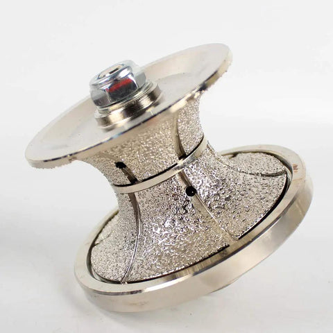 V40 40mm Full Bullnose Diamond Hand Profiler Router Bit With Five Eighths Eleven Thread For Granite Countertops Wet Or Dry Use Vacuum Brazed Tech Nylon Guide Keeps Edge Straight
