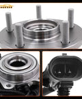 2 Pack Front Or Rear Wheel Hub And Bearing Assembly For 5-Lug Fit 2011-2019 Explorer And 2013-2018 Police Interceptor Utility Non-ABS 4-Bolt Flange Drop-In Replacement Kit showing hub, close-up bearing slots, and connector