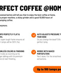 Electric Automatic Espresso Tamper For Home Baristas Featuring Self Leveling Precision With A Tight 53mm Fit Providing Hella Consistent Pucks And Knockout Quality Shots Daily, perfect coffee at home.