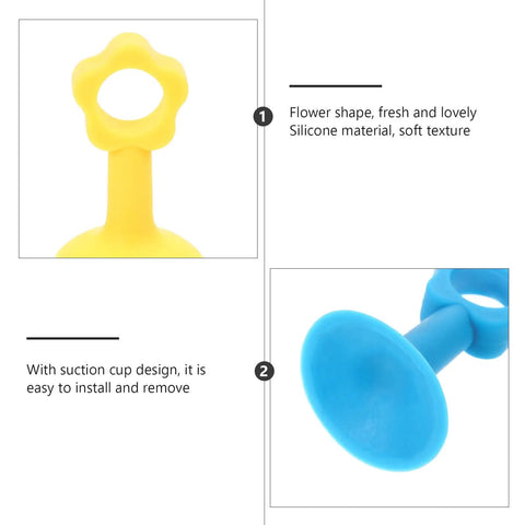 Yellow and blue flower-shaped suction cup Sixteen Pack Silicone Door Stopper With Suction Cup Silent Door Stop Easy To Install